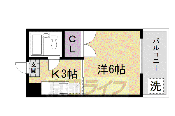 京都市烏丸線 五条駅(京都市営) 徒歩5分 5階建 築40年(1K/1階)の間取り写真