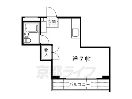 京都市烏丸線 烏丸御池駅 徒歩3分 5階建 築46年(1K/5階)の間取り写真