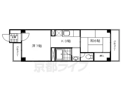 フローレ大宮(2K/4階)の間取り写真