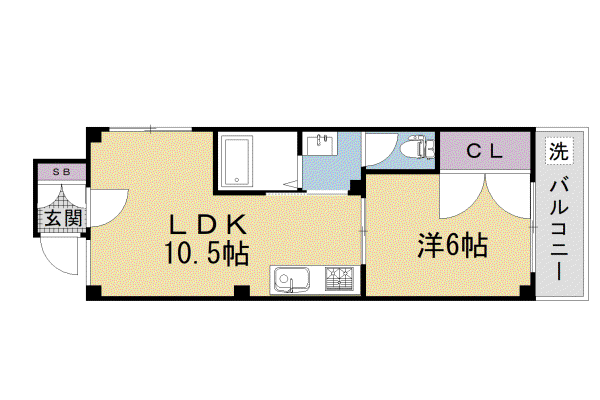 阪急電鉄京都線 大宮駅(京都) 徒歩8分 5階建 築36年(1LDK/4階)の間取り写真