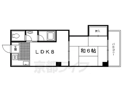 京都市烏丸線 丸太町駅(京都市営) 徒歩1分 4階建 築39年(1LDK/2階)の間取り写真