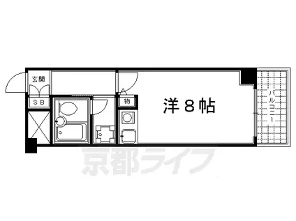 阪急電鉄京都線 大宮駅(京都) 徒歩7分 11階建 築42年(ワンルーム/6階)の間取り写真