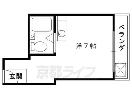 山陰本線 丹波口駅 徒歩13分 4階建 築46年(ワンルーム/4階)の間取り写真