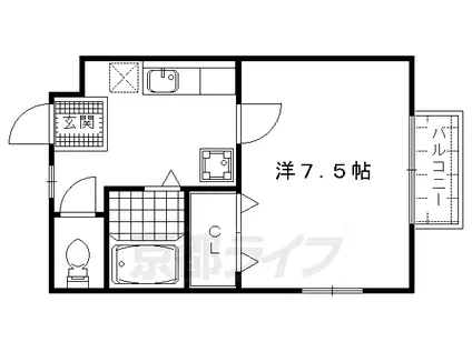 山陰本線 花園駅(京都) 徒歩15分 2階建 築27年(1K/1階)の間取り写真