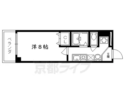 京都市烏丸線 四条駅(京都市営) 徒歩5分 4階建 築23年(1K/2階)の間取り写真