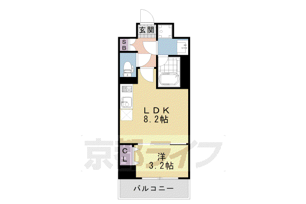 レオンコンフォート西大路御池(1LDK/9階)の間取り写真