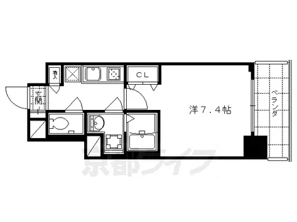 アスヴェル京都市役所前Ⅱ(1K/8階)の間取り写真