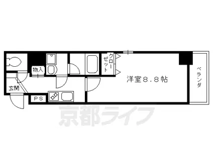 ハーモニアス松原(1K/8階)の間取り写真