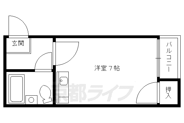 京都市烏丸線 四条駅(京都市営) 徒歩8分 4階建 築44年(ワンルーム/4階)の間取り写真