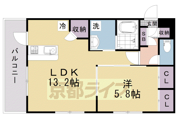 京福嵐山本線 嵐電嵯峨駅 徒歩3分 3階建 築3年(1LDK/3階)の間取り写真