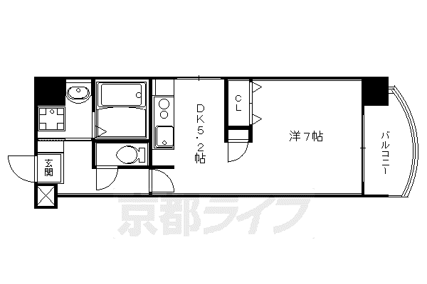 京都市烏丸線 四条駅(京都市営) 徒歩5分 8階建 築24年(1DK/6階)の間取り写真