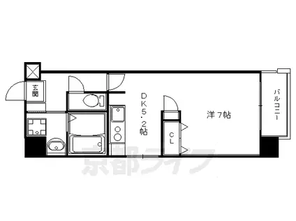 京都市烏丸線 四条駅(京都市営) 徒歩5分 8階建 築23年(1DK/7階)の間取り写真