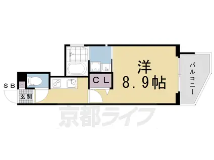 京阪電気鉄道鴨東線 出町柳駅 徒歩5分 3階建 築3年(1K/2階)の間取り写真