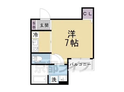 京阪電気鉄道宇治線 観月橋駅 徒歩4分 3階建 築3年(ワンルーム/2階)の間取り写真