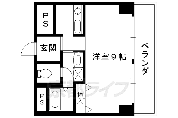 京都市東西線 二条駅 徒歩5分 6階建 築26年(1K/2階)の間取り写真