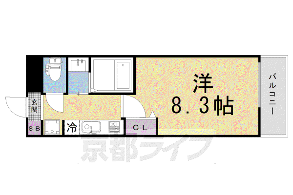 京都市烏丸線 今出川駅 徒歩12分 3階建 築1年(1K/3階)の間取り写真