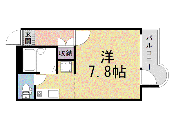 阪急電鉄京都線 西院駅(阪急) 徒歩7分 3階建 築39年(1K/2階)の間取り写真