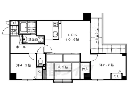 阪急電鉄京都線 大宮駅(京都) 徒歩7分 7階建 築32年(3LDK/3階)の間取り写真