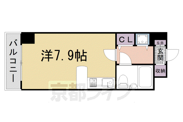 山陰本線 丹波口駅 徒歩7分 11階建 築36年(ワンルーム/3階)の間取り写真