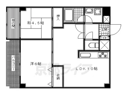 エイブル創久五条大宮(2LDK/4階)の間取り写真