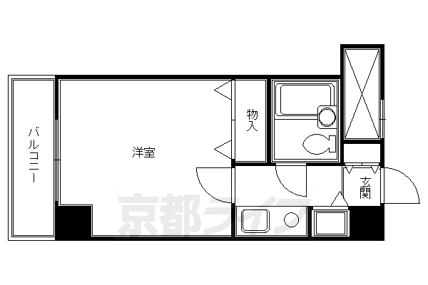 京都市烏丸線 四条駅(京都市営) 徒歩3分 8階建 築41年(1K/5階)の間取り写真