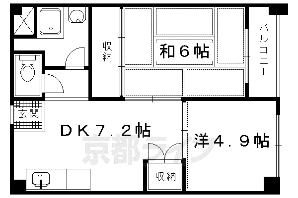 京都市東西線 西大路御池駅 徒歩2分 10階建 築52年(2DK/9階)の間取り写真
