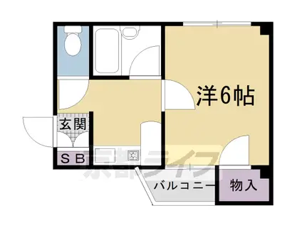 山陰本線 円町駅 徒歩4分 4階建 築37年(1K/2階)の間取り写真