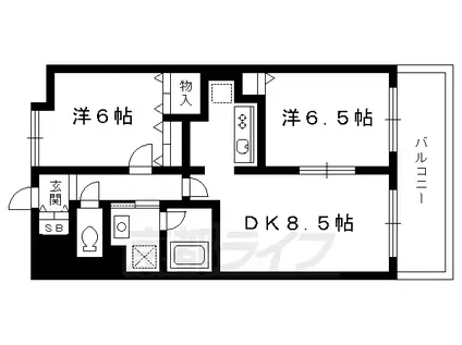 京都市烏丸線 今出川駅 徒歩7分 4階建 築53年(2LDK/2階)の間取り写真