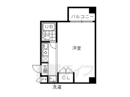 阪急電鉄京都線 西院駅(阪急) 徒歩5分 5階建 築38年(1K/4階)の間取り写真