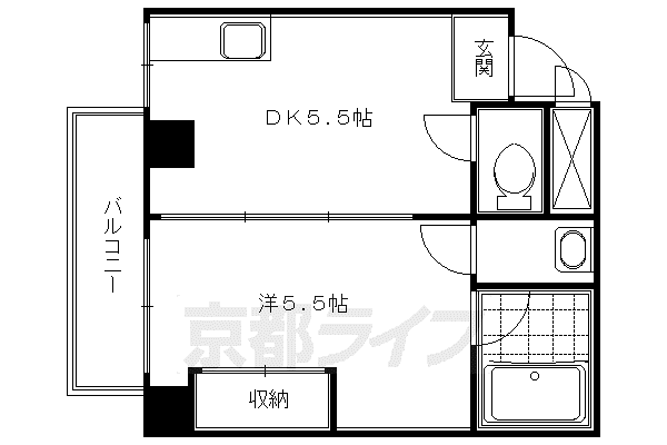 京都市烏丸線 四条駅(京都市営) 徒歩7分 6階建 築40年(1DK/5階)の間取り写真