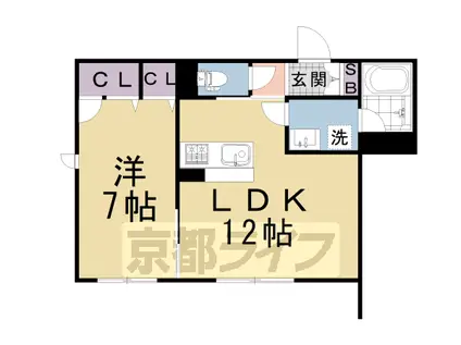 京阪電気鉄道京阪線 丹波橋駅 徒歩12分 2階建 築3年(1LDK/1階)の間取り写真