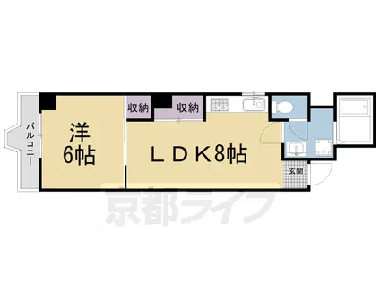 東海道本線 京都駅 徒歩11分 4階建 築42年(1DK/2階)の間取り写真