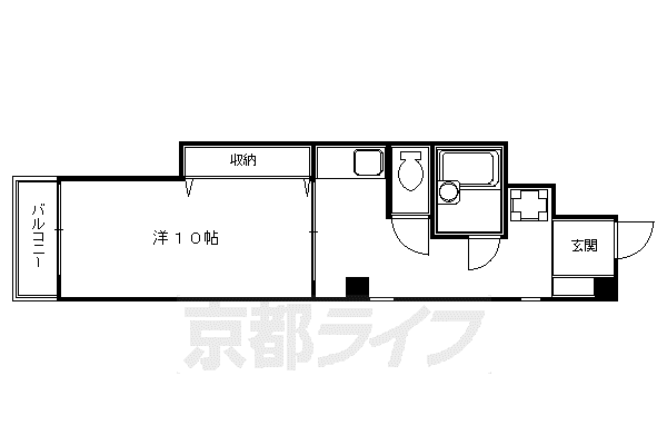 阪急電鉄京都線 大宮駅(京都) 徒歩3分 4階建 築35年(1K/3階)の間取り写真