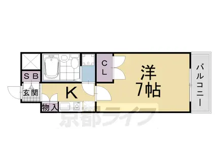阪急電鉄京都線 大宮駅(京都) 徒歩8分 7階建 築40年(1K/4階)の間取り写真