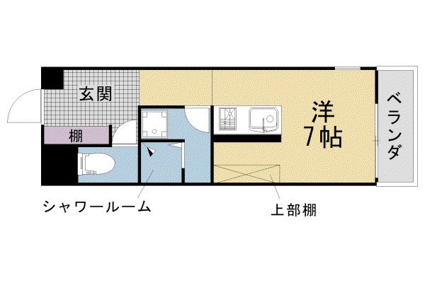 阪急電鉄京都線 大宮駅(京都) 徒歩8分 7階建 築41年(ワンルーム/3階)の間取り写真