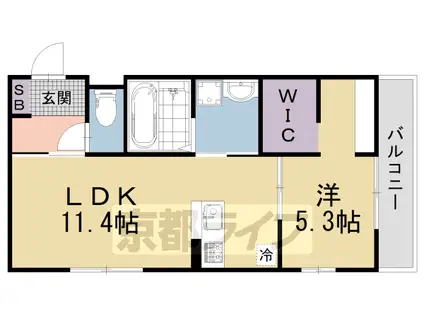 京都市東西線 御陵駅 徒歩18分 3階建 築3年(1LDK/1階)の間取り写真