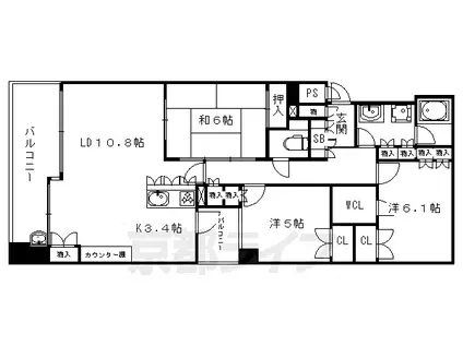 ライオンズマンション烏丸通(3LDK/9階)の間取り写真