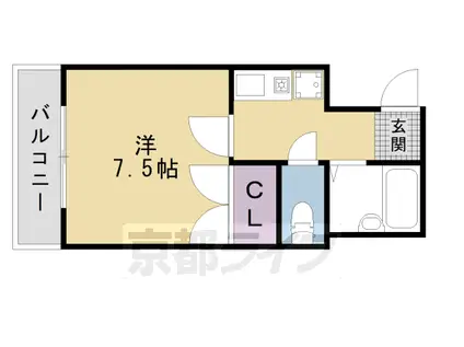 スカイロード御池(1K/1階)の間取り写真