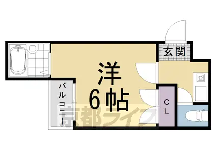 京都市烏丸線 烏丸御池駅 徒歩10分 4階建 築34年(1K/3階)の間取り写真