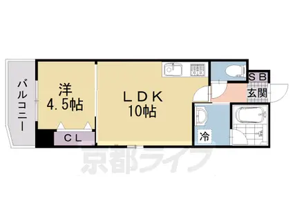 グラシアス城南宮(1LDK/3階)の間取り写真