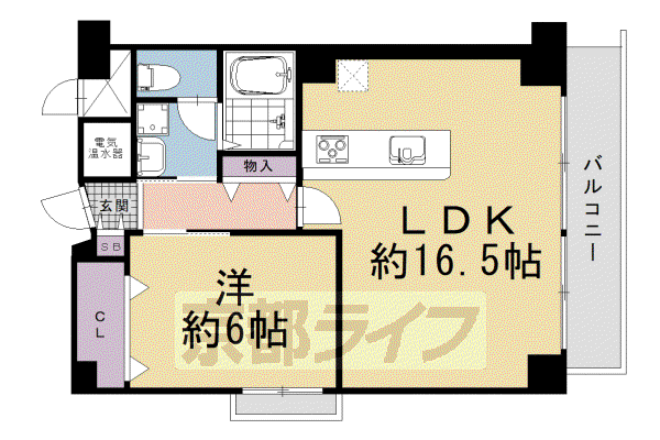 四条高倉スカイハイツ(1LDK/5階)の間取り写真