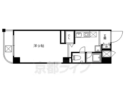 阪急電鉄京都線 大宮駅(京都) 徒歩3分 5階建 築37年(1K/2階)の間取り写真