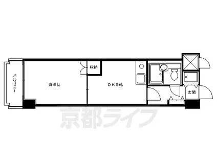 ライオンズマンション二条高倉(1DK/7階)の間取り写真