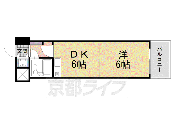 京都市烏丸線 烏丸御池駅 徒歩6分 9階建 築42年(1DK/7階)の間取り写真