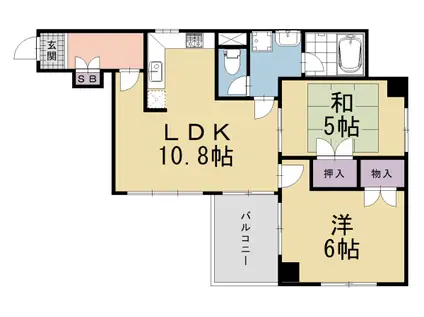 京都市烏丸線 五条駅(京都市営) 徒歩9分 5階建 築45年(2LDK/4階)の間取り写真