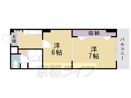 京阪電気鉄道鴨東線 神宮丸太町駅 徒歩5分 6階建 築32年(2K/4階)の間取り写真