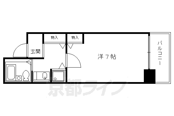 京都市烏丸線 烏丸御池駅 徒歩7分 8階建 築36年(1K/2階)の間取り写真