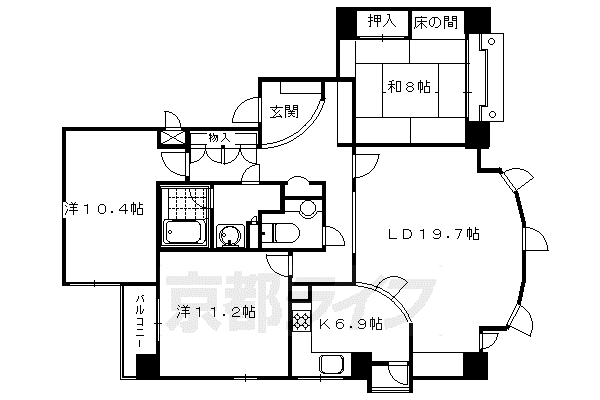 KBコンフォート三条(3LDK/2階)の間取り写真