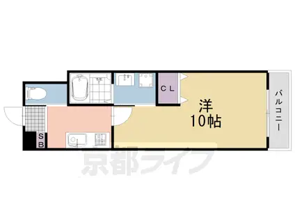 阪急電鉄京都線 東向日駅 徒歩9分 3階建 築3年(1K/2階)の間取り写真