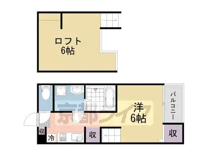 京都市東西線 東野駅(京都) 徒歩10分 2階建 築3年(1K/1階)の間取り写真